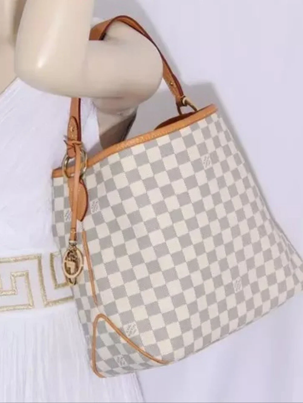 BEAUTIFUL🩷 Louis Vuitton DELIGHTFUL MM Damier Azur Hobo Shoulder Bag